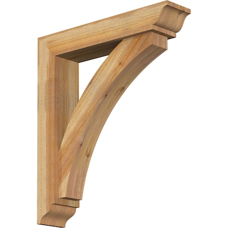 Ekena Millwork Thorton Traditional Rough Sawn Bracket w/ Offset Brace, Western Red Cedar, 6"W x 28"D x 32"H BKT0604X28X32THR01RWR